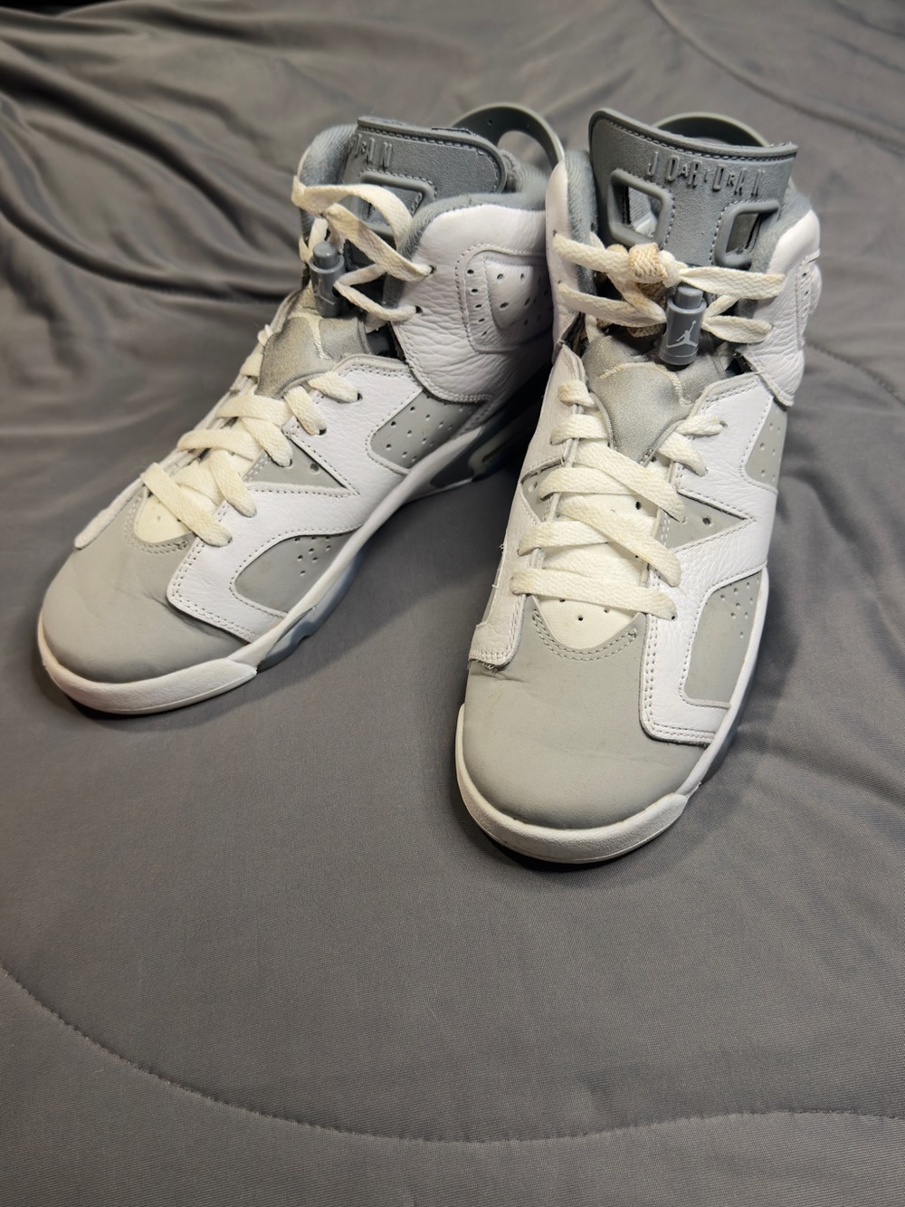 Jordan High-Top Sneakers in Light Gray and White